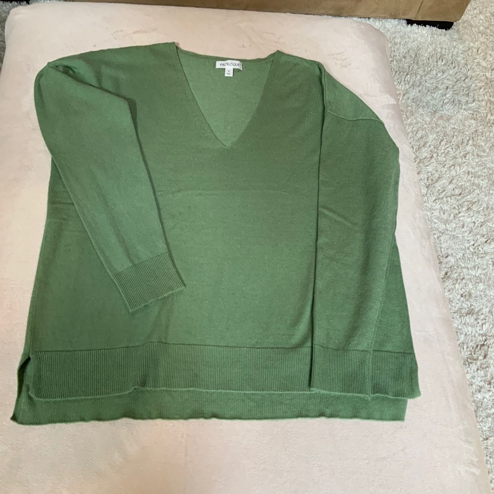 Prologue Green S V Neck Sweater Golf Preppy Cottagecore Coastal